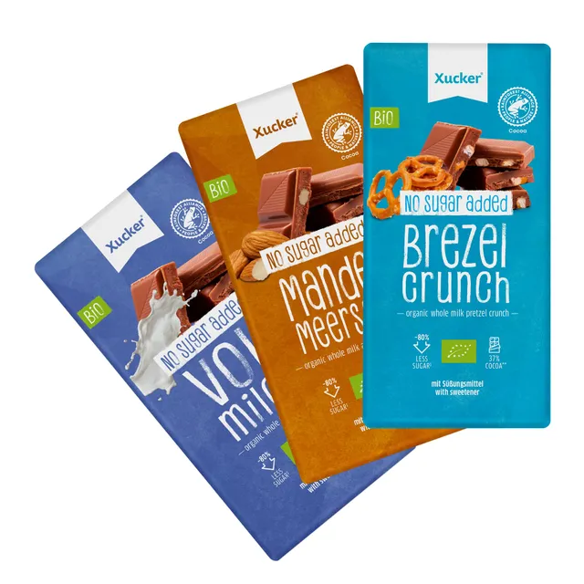 xucker-bio-schokoladen-set-mandel-meersalz-brezel-crunch-vollmilch-ohne-zucker-3 image 1