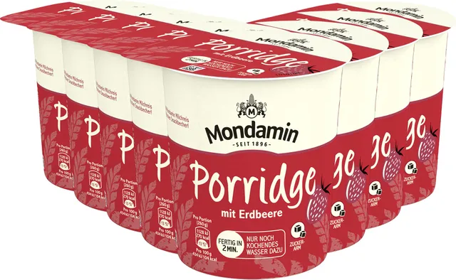 mondamin-porridge-mit-erdbeere-vegetarisch-instant-snackbecher-8-x-70-g image 1