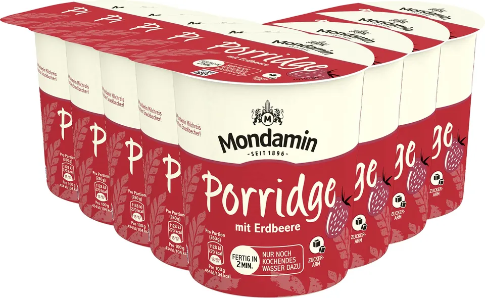mondamin-porridge-mit-erdbeere-vegetarisch-instant-snackbecher-8-x-70-g image 1