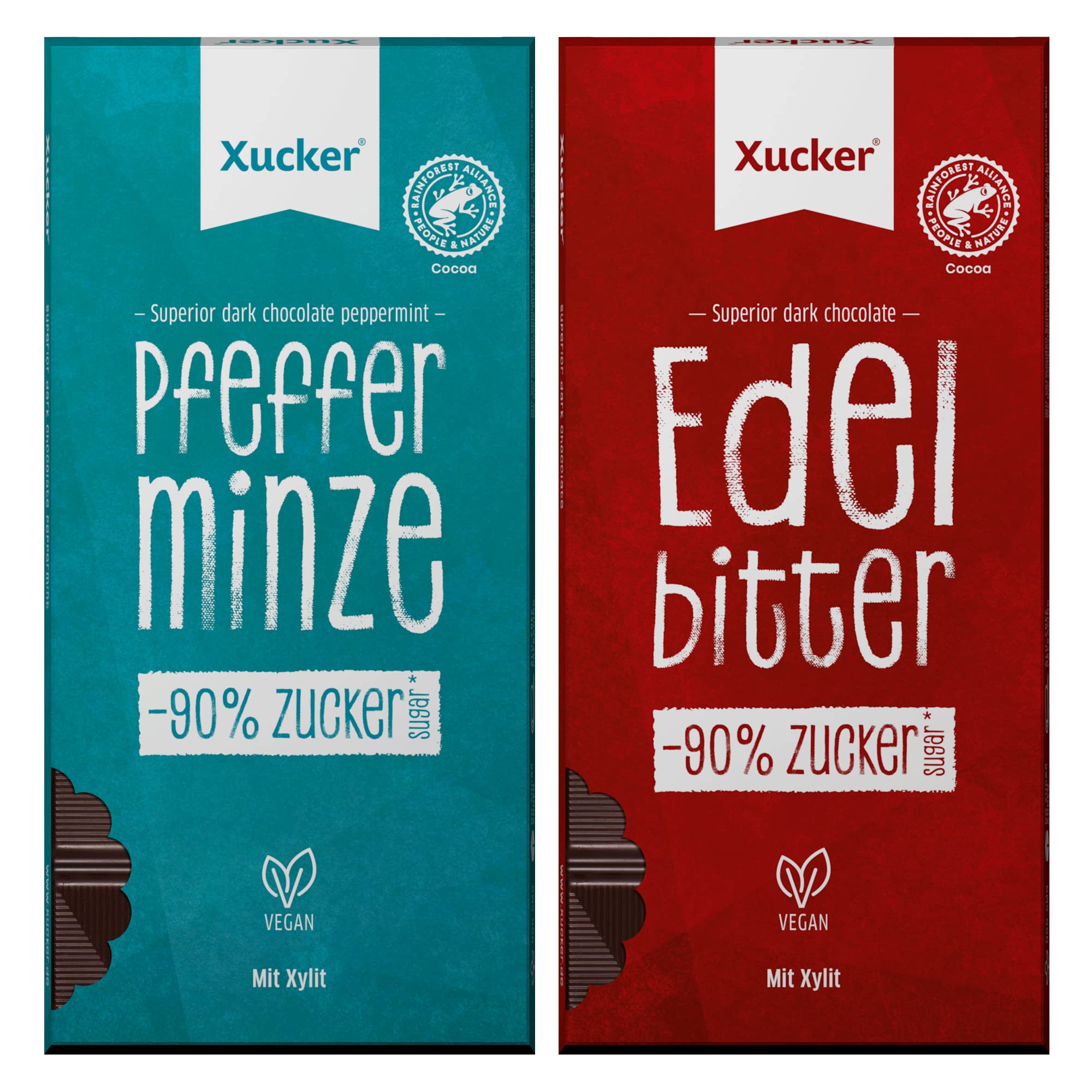 xucker-schokolade-mit-xylit-2x80-g-edelbitter-edelbitter-pfefferminz-vegan image 1