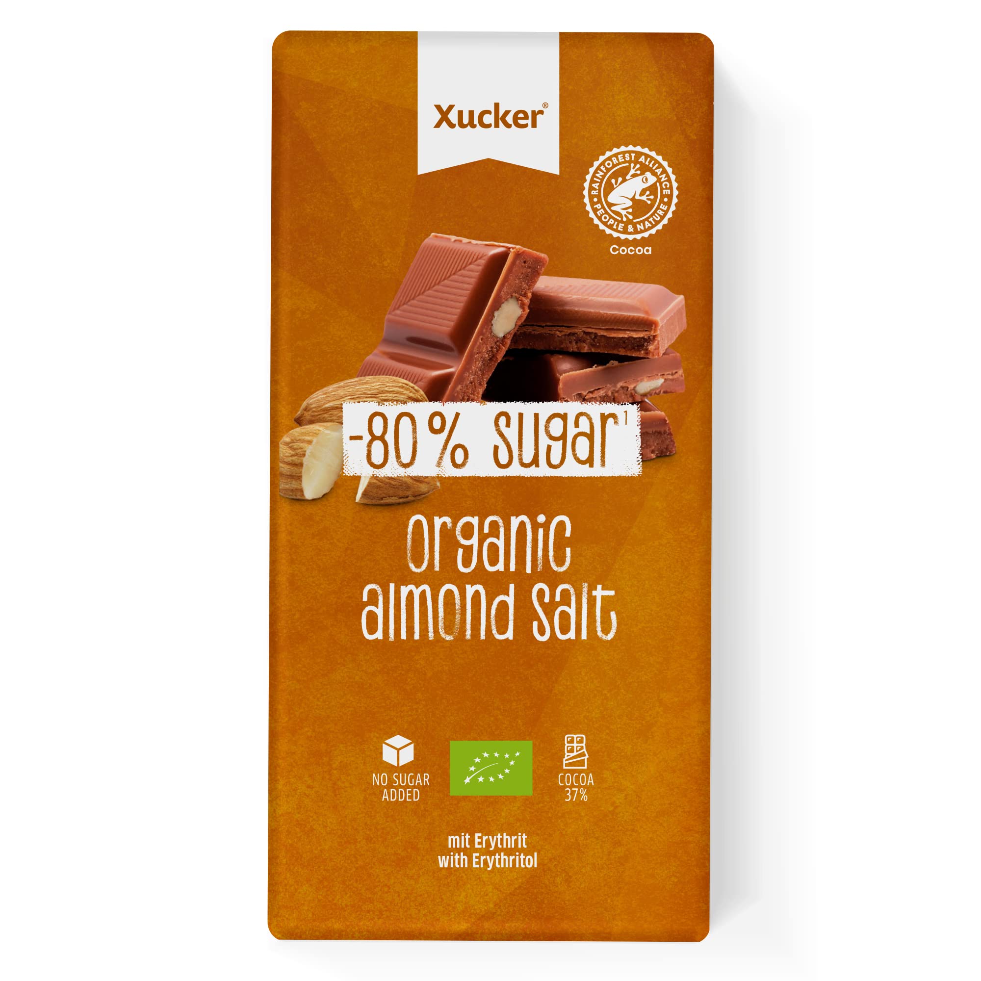 xucker-bio-schokolade-ohne-zucker-mandel-meersalz-100-g-mit-erythrit image 1