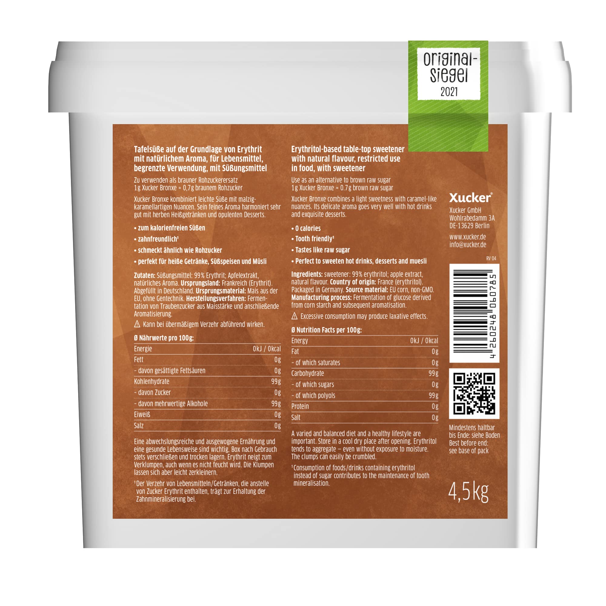 xucker-bronxe-erythrit-brauner-zucker-ersatz-4-5-kg image 2
