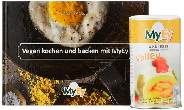 myey-bundle-rezeptbuch-vegan-kochen-backen-volley-200g-dose image 1