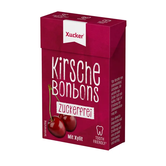 xucker-xylit-bonbons-kirsche-50-g-zuckerfrei-vegan-zahnfreundlich image 1