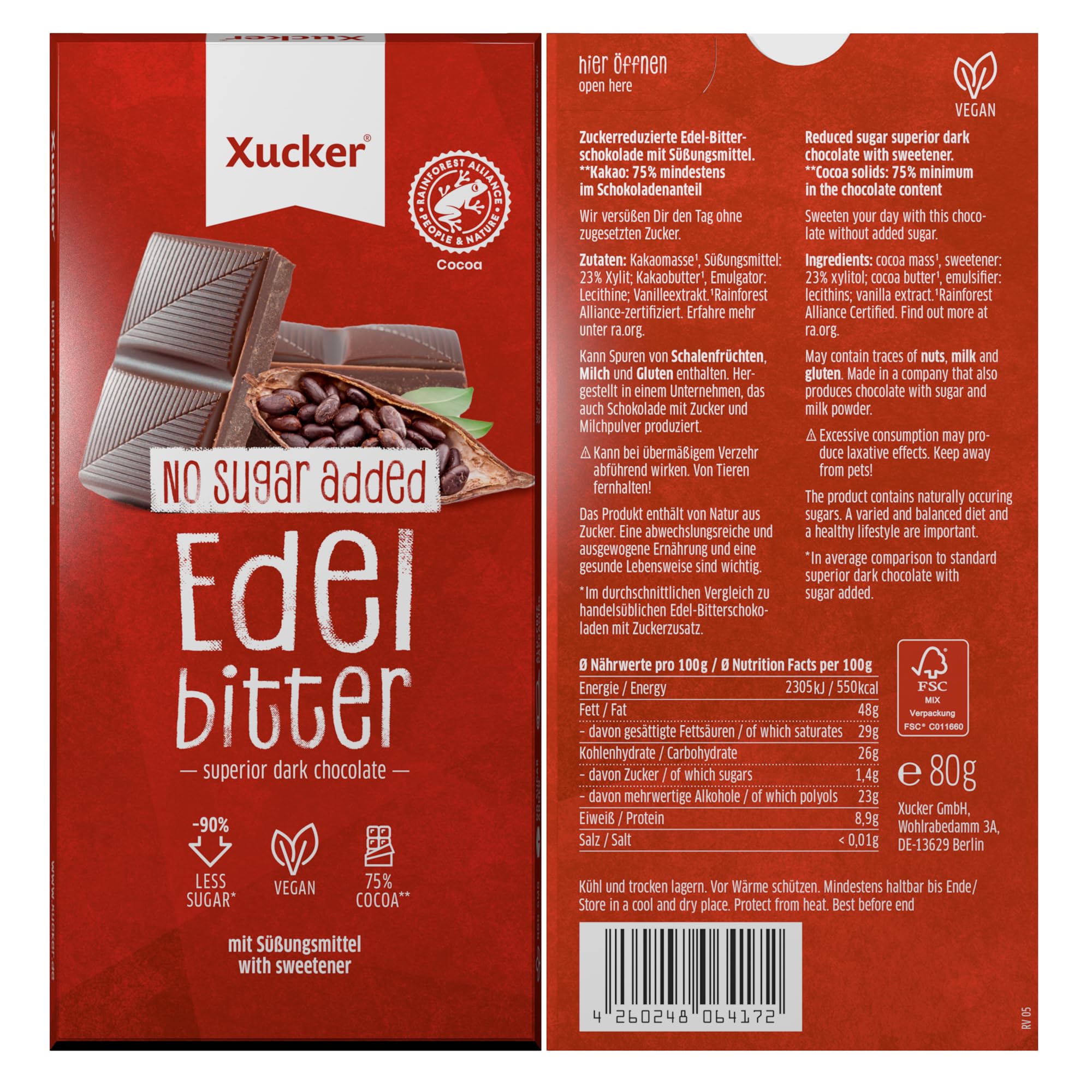 xucker-schokolade-mit-xylit-2x80-g-edelbitter-edelbitter-pfefferminz-vegan image 2